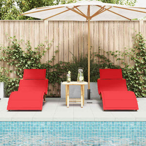 vidaXL Bain de soleil avec coussins 2 pcs Rouge Bois d'acacia massif