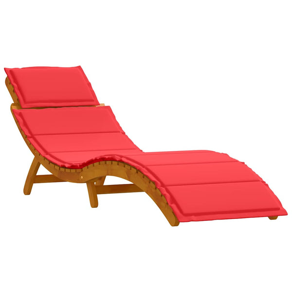 vidaXL Bain de soleil avec coussins 2 pcs Rouge Bois d'acacia massif