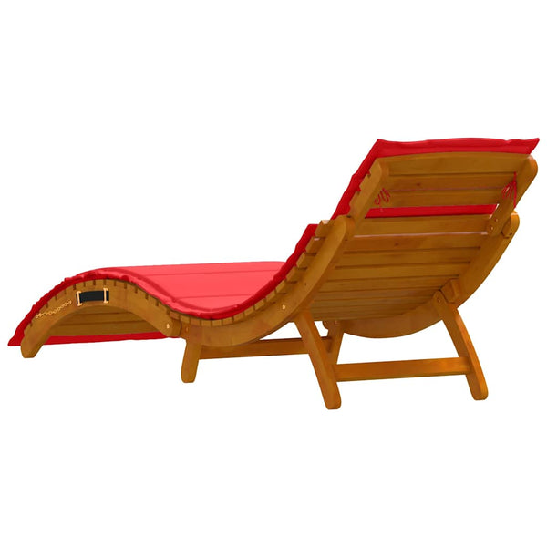 vidaXL Bain de soleil avec coussins 2 pcs Rouge Bois d'acacia massif