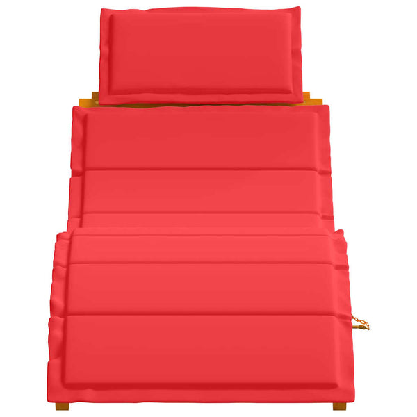vidaXL Bain de soleil avec coussins 2 pcs Rouge Bois d'acacia massif