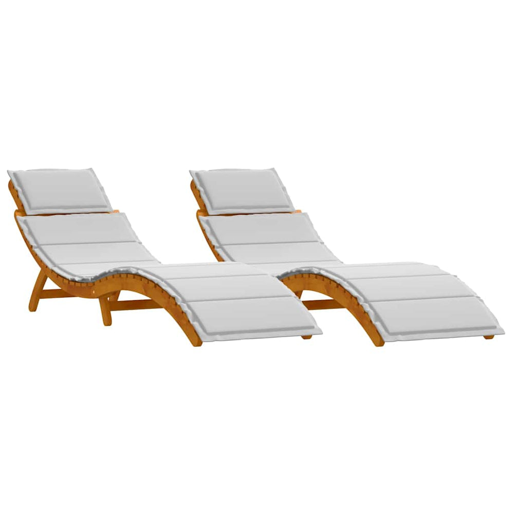 Sonnenliege Akazie mit Kissen, 2er-Set