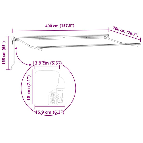 Verstellbarer Markisenrahmen Weiß 4x2m
