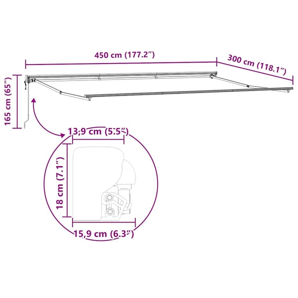 Verstellbarer Markisenrahmen 4,5x3m Anthrazit