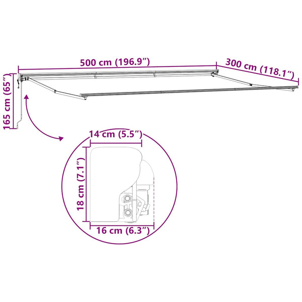 Verstellbarer Markisenrahmen Anthrazit 5x3 m