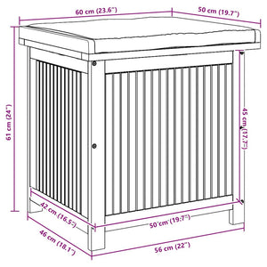 Akazienholz Kissenbox für Außenbereich 60x50x61cm