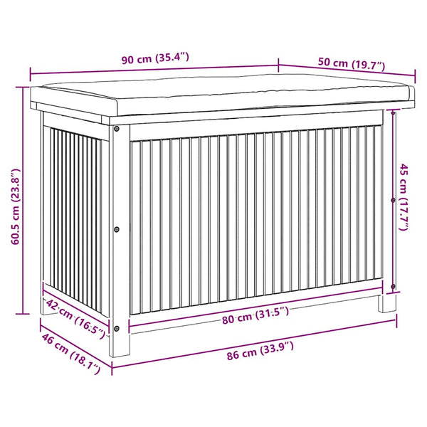 Outdoor-Kissenbox 90x50x60,5 cm Massivholz Akazie