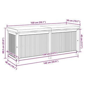 vidaXL Coffre de rangement d'extérieur 150x50x60,5 cm bois d'acacia massif