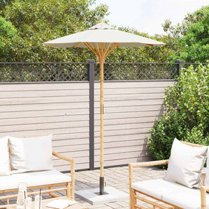 Cremeweißer Garten-Sonnenschirm Bambus