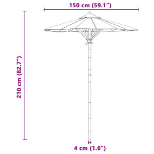 Cremeweißer Garten-Sonnenschirm Bambus