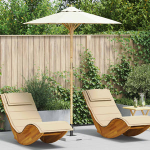 Cremeweißer Garten-Sonnenschirm Bambus Ø 180 cm