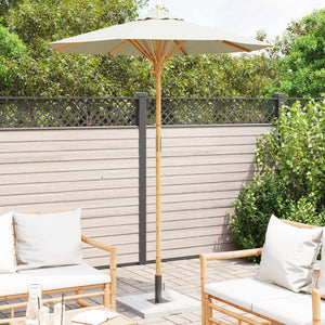 Cremeweißer Garten-Sonnenschirm Bambus Ø 180 cm