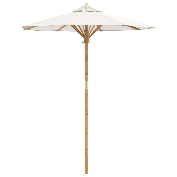 Cremeweißer Garten-Sonnenschirm Bambus Ø 180 cm