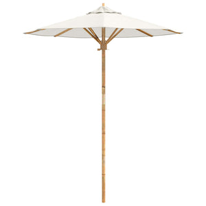 Cremeweißer Garten-Sonnenschirm Bambus Ø 180 cm