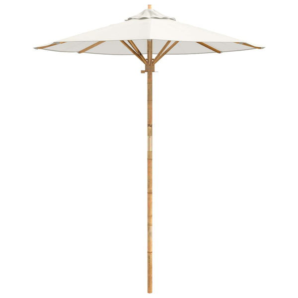 Cremeweißer Garten-Sonnenschirm Bambus Ø 180 cm
