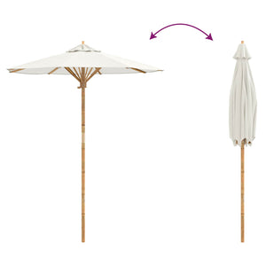 Cremeweißer Garten-Sonnenschirm Bambus Ø 180 cm
