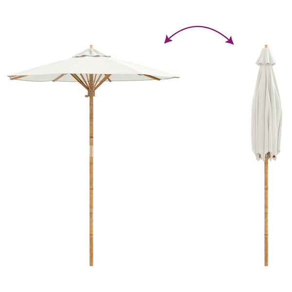 Cremeweißer Garten-Sonnenschirm Bambus Ø 180 cm