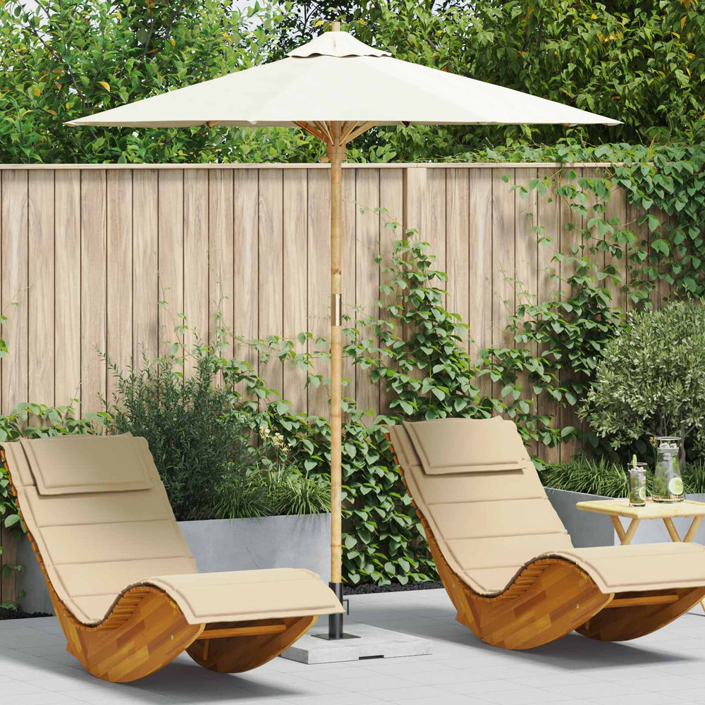Cremeweißer Garten-Sonnenschirm Bambus Ø 217cm