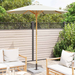 Cremeweißer Garten-Sonnenschirm Bambus Ø 217cm