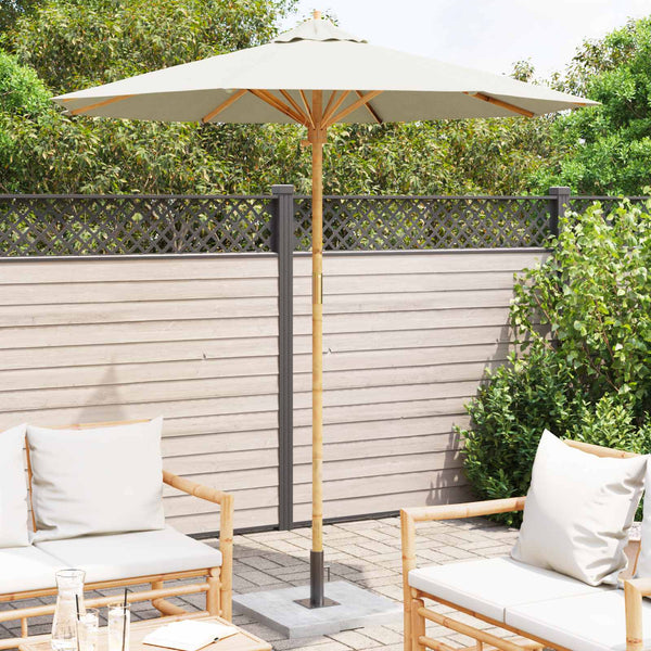 Cremeweißer Garten-Sonnenschirm Bambus Ø 217cm