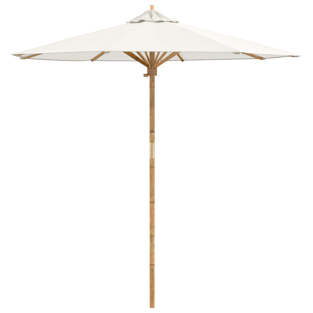 Cremeweißer Garten-Sonnenschirm Bambus Ø 217cm