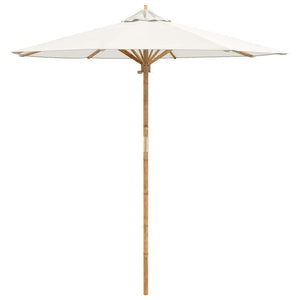 Cremeweißer Garten-Sonnenschirm Bambus Ø 217cm