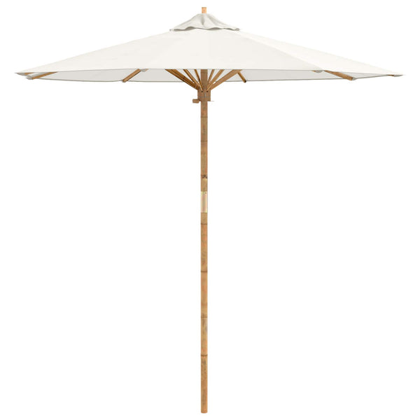 Cremeweißer Garten-Sonnenschirm Bambus Ø 217cm