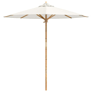 Cremeweißer Garten-Sonnenschirm Bambus Ø 217cm