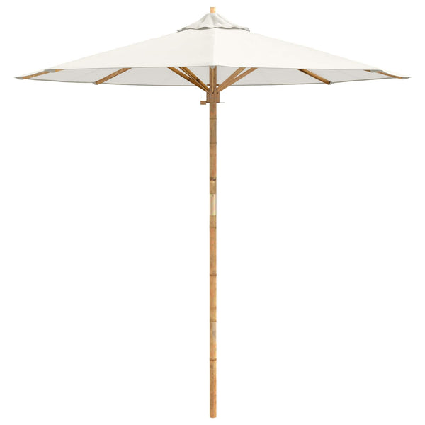 Cremeweißer Garten-Sonnenschirm Bambus Ø 217cm