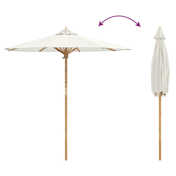 Cremeweißer Garten-Sonnenschirm Bambus Ø 217cm