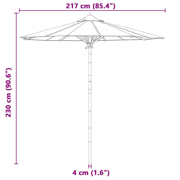 Cremeweißer Garten-Sonnenschirm Bambus Ø 217cm