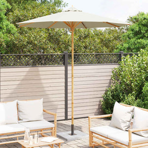 Cremeweißer Gartenschirm Bambus Ø 240x260cm