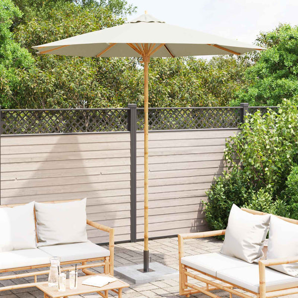 Cremeweißer Gartenschirm Bambus Ø 240x260cm