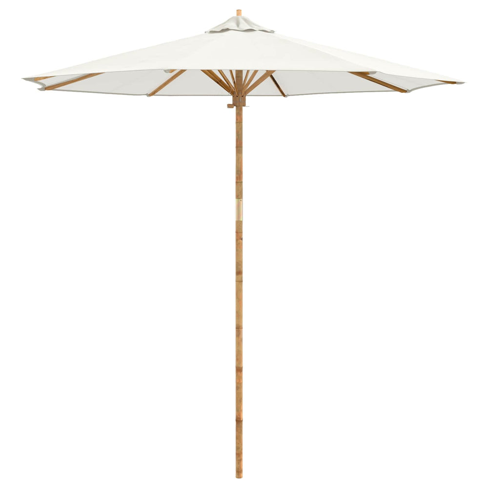 vidaXL Garden Parasol Cream White Ø 240 x 260 cm Bamboo