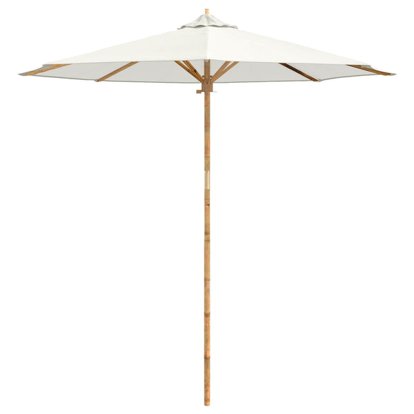 Cremeweißer Gartenschirm Bambus Ø 240x260cm