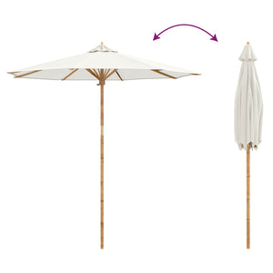 Cremeweißer Gartenschirm Bambus Ø 240x260cm