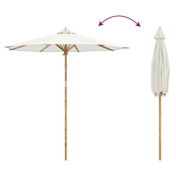 Cremeweißer Gartenschirm Bambus Ø 240x260cm