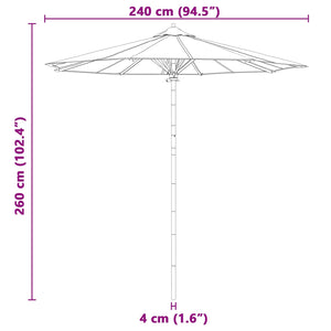 Cremeweißer Gartenschirm Bambus Ø 240x260cm