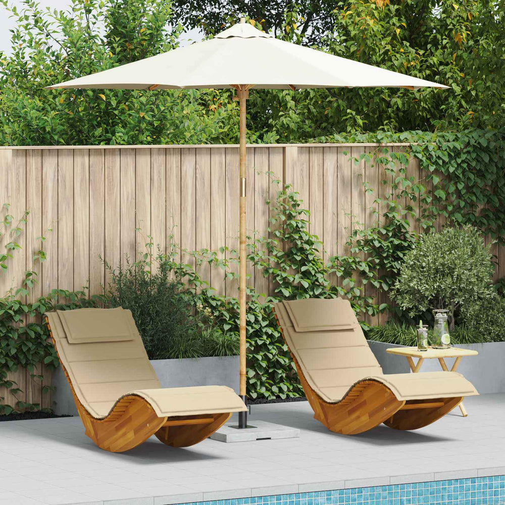 Cremeweißer Garten-Sonnenschirm Bambus Ø 270cm