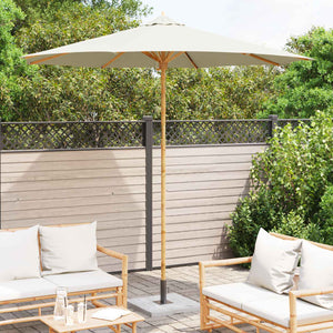 Cremeweißer Garten-Sonnenschirm Bambus Ø 270cm