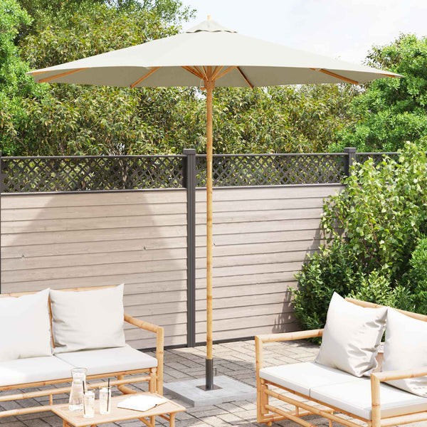 Cremeweißer Garten-Sonnenschirm Bambus Ø 270cm