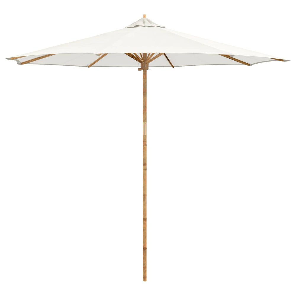 Cremeweißer Garten-Sonnenschirm Bambus Ø 270cm