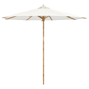 Cremeweißer Garten-Sonnenschirm Bambus Ø 270cm