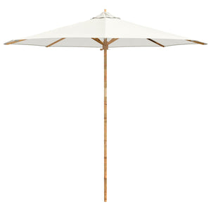 Cremeweißer Garten-Sonnenschirm Bambus Ø 270cm