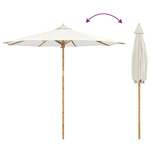 Cremeweißer Garten-Sonnenschirm Bambus Ø 270cm