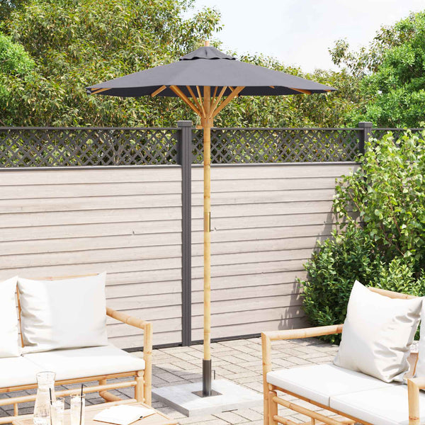 Dunkelgrauer Garten-Sonnenschirm Bambus Ø 150cm