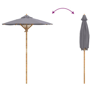Dunkelgrauer Garten-Sonnenschirm Bambus Ø 150cm