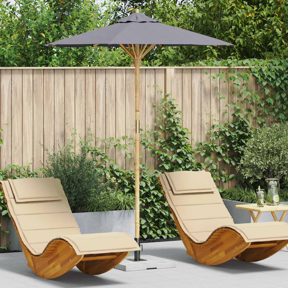 Dunkelgrauer Garten-Sonnenschirm Bambus Ø 180cm