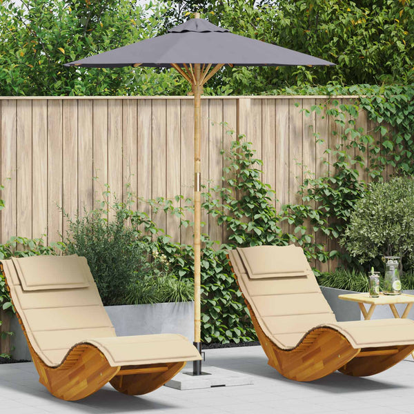 Dunkelgrauer Garten-Sonnenschirm Bambus Ø 180cm
