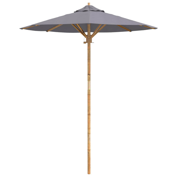 Dunkelgrauer Garten-Sonnenschirm Bambus Ø 180cm