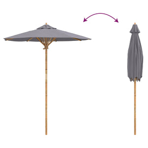 Dunkelgrauer Garten-Sonnenschirm Bambus Ø 180cm